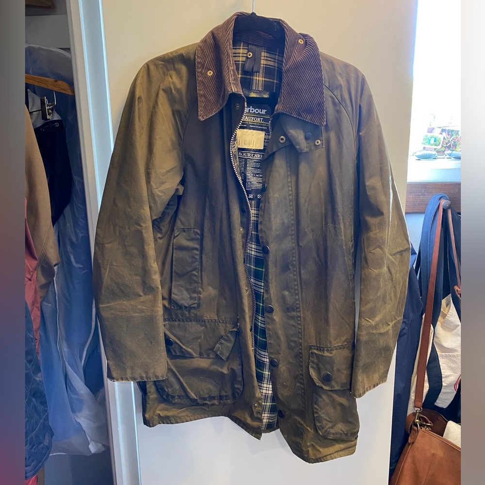 Men’s Vintage Barbour Beadfort Wax Jacket Green - Read Description